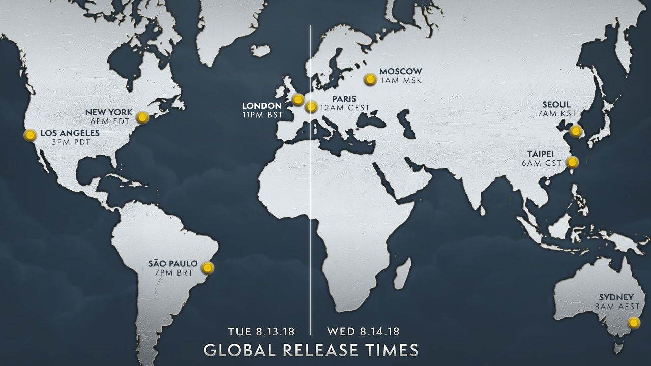 Global launch time zone map